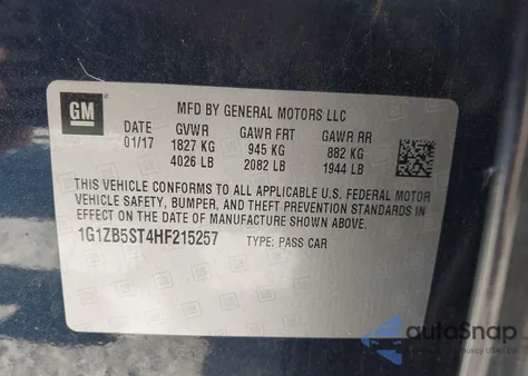 2017 Chevrolet Malibu Ls z USA, uszkodzony, nr VIN 1G1ZB5ST4HF215257